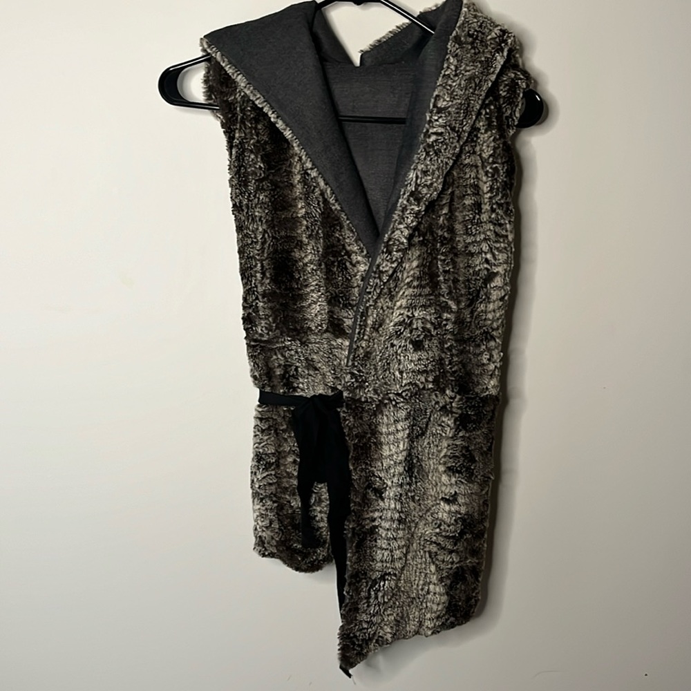 Rachel Roy reversible faux fur vest with hood